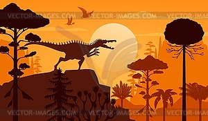 Prehistoric Spinosaurus dinosaur silhouette roam - vector image