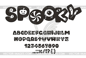 Mystery type, Halloween font, scary alphabet - vector clip art