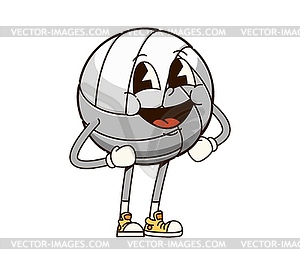 Groovy volleyball ball cartoon sport character - vector clipart