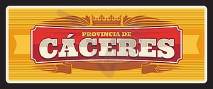 Caceres province of Spain vintage travel plate - vector clip art