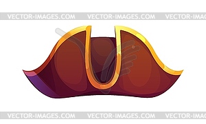 Cartoon pirate tricorn cocked hat, piracy cap - vector image