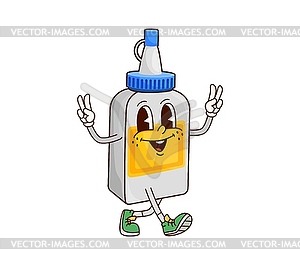 School glue groovy cartoon retro funky character - vector clip art