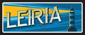 Leiria Portuguese district, retro travel plate - vector image