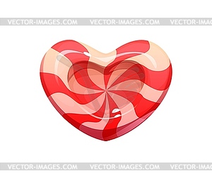 Valentine heart pink candy lollypop, sweets - vector image