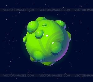 Cartoon fantasy green galaxy alien space planet - color vector clipart