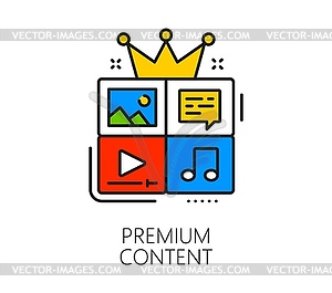 Online blogging content premium line icon - vector clipart