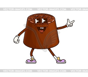 Groovy chocolate candy sweet dessert character - vector image