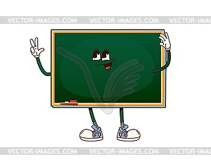 School board groovy character, cartoon chalkboard - vector image