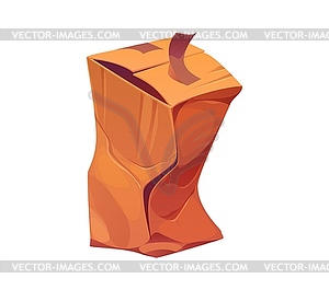 Broken, damaged and crumpled cargo cardboard box - vector clip art