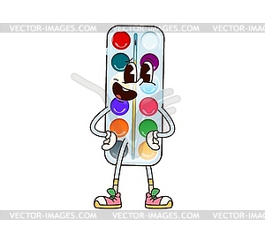 Groovy school watercolor box creative character - vector clip art