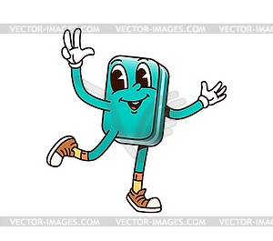 School education eraser groovy cartoon character - vector clipart