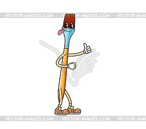 School education paint brush groovy character - vector clipart