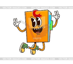 School education notebook groovy character jumps - vector clipart / vector image