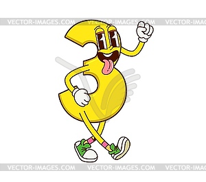 Math number three groovy character with tongue - vector clipart / vector image