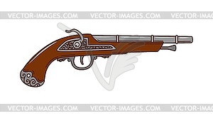 Musket gun, retro cartoon groovy pirate pistol - royalty-free vector clipart