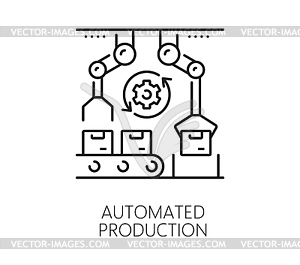 Manufacture automatic conveyor thin line icon - vector clipart