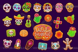 Mexican dead day biscuit cookie and cakes set - vector clip art