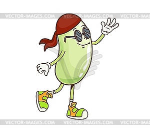Groovy kidney bean superhero character in bandana - vector EPS clipart
