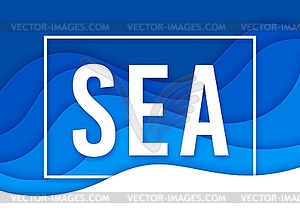 Papercut sea waves banner or background - vector clip art