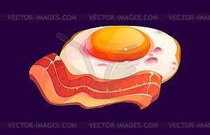 Классический завтрак с мультяшным беконом и яичницей-глазуньей - изображение в векторном формате