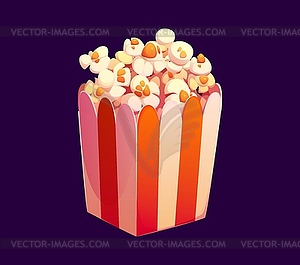 Cartoon fast food pop corn bucket, popular snack - vector image