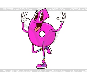 Math number six groovy character with pink color - vector clipart