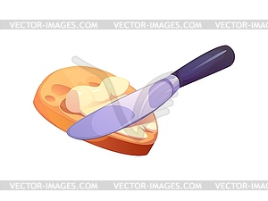 Способ намазывания сливочного масла на ломтик хлеба - изображение в векторе