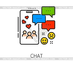 Internet blogging chat or online media line icon - vector image