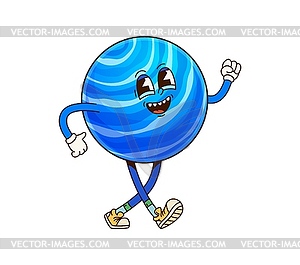 Neptune solar system groovy planet character - royalty-free vector image