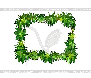 Cartoon jungle tropical liana frame, border - vector clip art