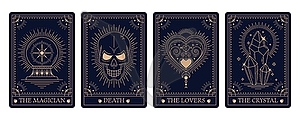 Magic occult Tarot cards in mystic esoteric frames - vector clipart