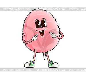 Groovy cotton candy dessert, cartoon character - vector image