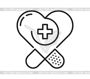 Sick heart and cardiology disease line icon - vector image