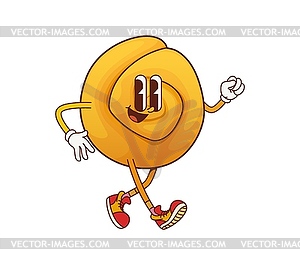 Funky and groovy cartoon cheerful cookie character - vector clipart