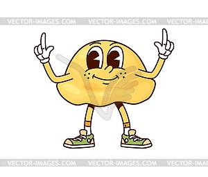 Orecchiette italian pasta groovy cute character - vector clip art