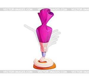 Piping bag filled with cream for decorating pastry - vector clipart