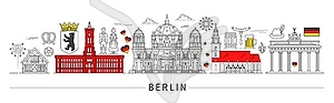 Berlin silhouette, Germany travel city landmarks - vector clipart