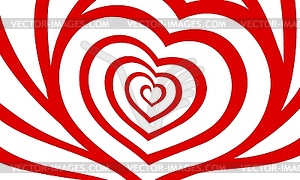 Tunnel heart, concentric lines background - vector clipart