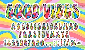 70s psychedelic rainbow font groovy retro 60s type - vector clipart / vector image