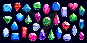 Cartoon crystal gems and jewelry, game asset - royalty-free vector image