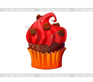 Valentine sweets, love cupcake muffin with hearts - royalty-free vector clipart