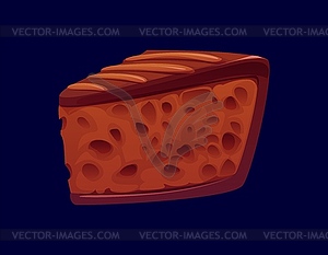 Мультяшный кусочек шоколадного торта, сладкая выпечка - векторный клипарт EPS