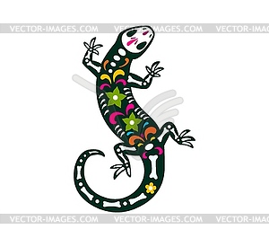 Mexican day of dead lizard animal tattoo - vector clip art