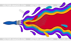 Paper cut brush paint waves and colors splashes - vector image