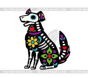 Dead Halloween skeleton dog animal sugar skull pet - vector clipart