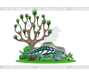 Cartoon dinosaur, prehistoric lizard Nodosaurus - vector clipart