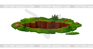 Dirty pit burrow or deep ground hole in earth soil - vector clipart