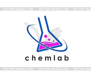 Science lab icon of laboratory glass flask - vector clip art