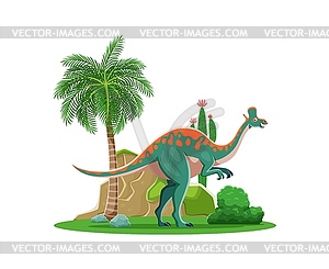 Cartoon prehistoric lambeosaurus dino character - vector clipart