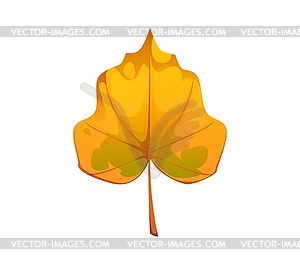 Cartoon yellow autumn leaf with intricate veins - vector image